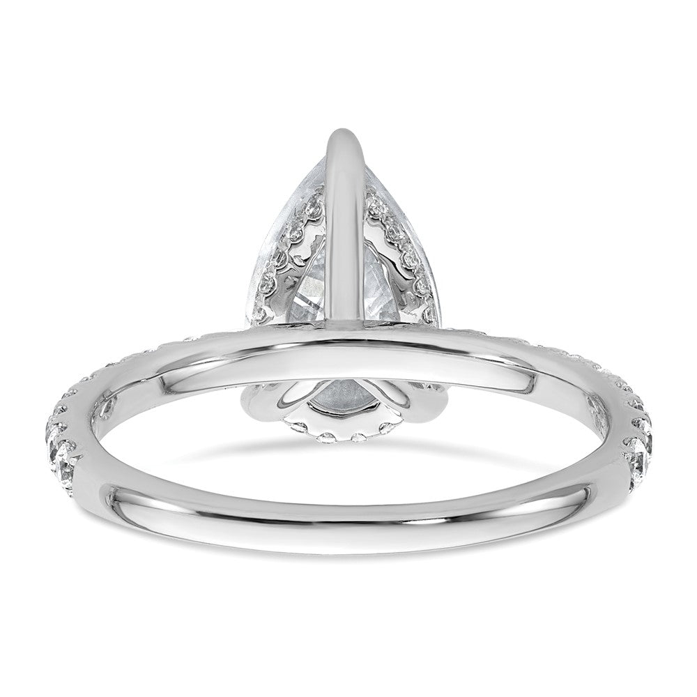 14K White Gold 2 5/8 carat Certified Lab Grown Diamond VS/SI+ G+ Pear Complete Solitaire with Flair Engagement Ring