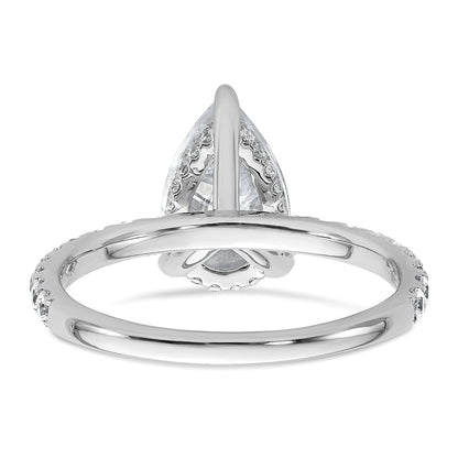 14K White Gold 2 5/8 carat Certified Lab Grown Diamond VS/SI+ G+ Pear Complete Solitaire with Flair Engagement Ring