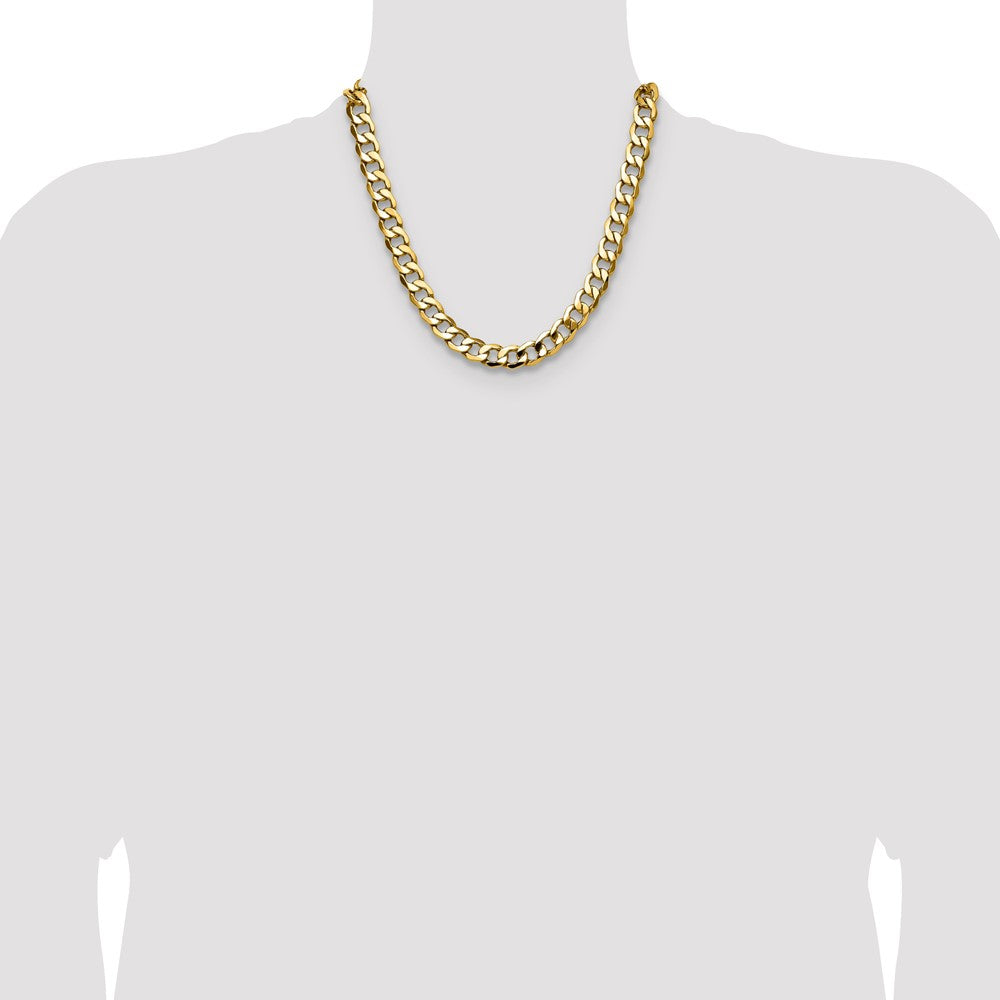14K Yellow Gold 11.3mm Semi-Solid Curb 20 Inch Chain