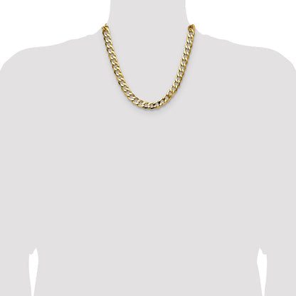 14K Yellow Gold 11.3mm Semi-Solid Curb 20 Inch Chain