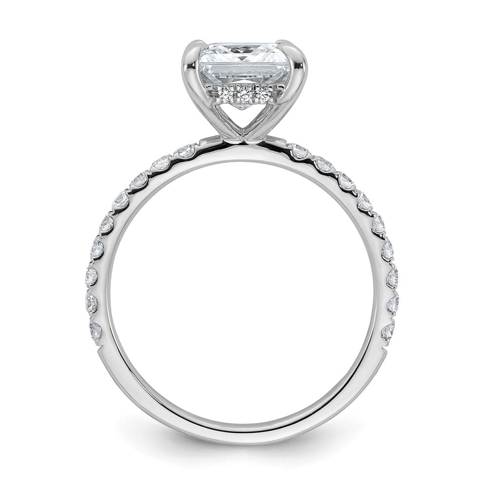 14K White Gold 2 1/2 carat Certified Lab Grown Diamond VS+ F+ Princess Complete Solitaire with Flair Engagement Ring