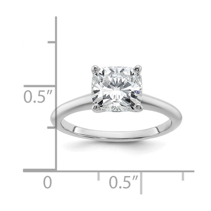 14K White Gold 2 carat Certified Lab Grown Diamond VS+ F+ Cushion Complete Solitaire Engagement Ring