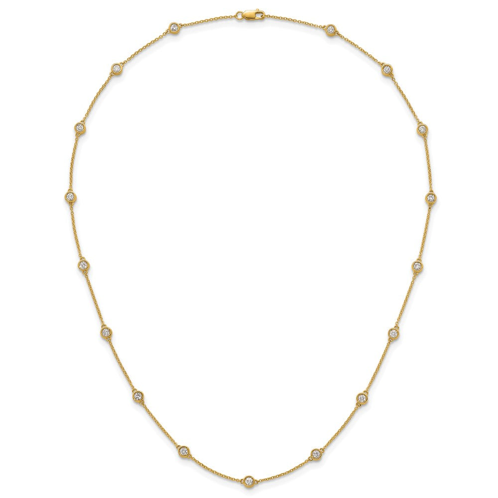 14K Yellow Gold Complete 1 carat Bezel-set Diamond and Cable Chain 17-Station 18 Inch Necklace