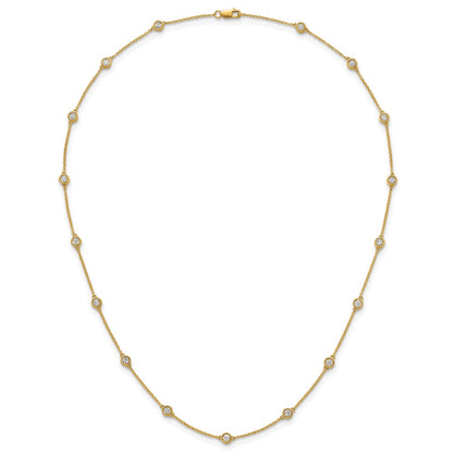 14K Yellow Gold Complete 1 carat Bezel-set Diamond and Cable Chain 17-Station 18 Inch Necklace