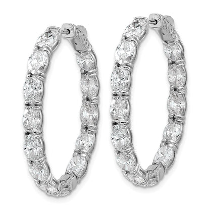 14K White Gold 8 5/8 carat Lab Grown Diamond VS/SI+ G+ Oval and Round Complete In and Out Hoop Earrings