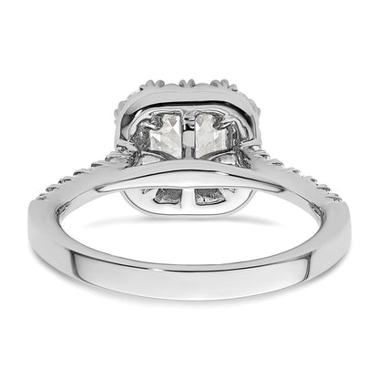 14K White Gold Halo (Holds 1 carat (5.5mm) Asscher-cut Center) 1/2 carat Diamond Semi-mount Engagement Ring