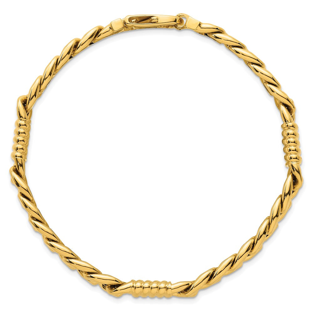 14K Yellow Gold Polished 8.75mm Fancy Curb Chain 8.5 Inch Mens Bracelet
