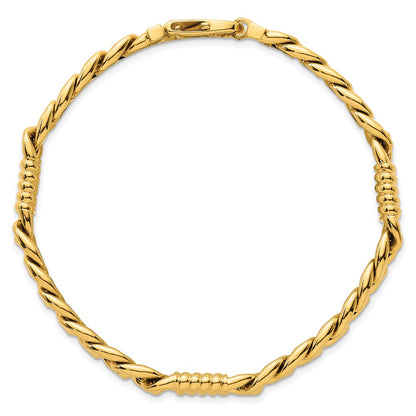 14K Yellow Gold Polished 8.75mm Fancy Curb Chain 8.5 Inch Mens Bracelet