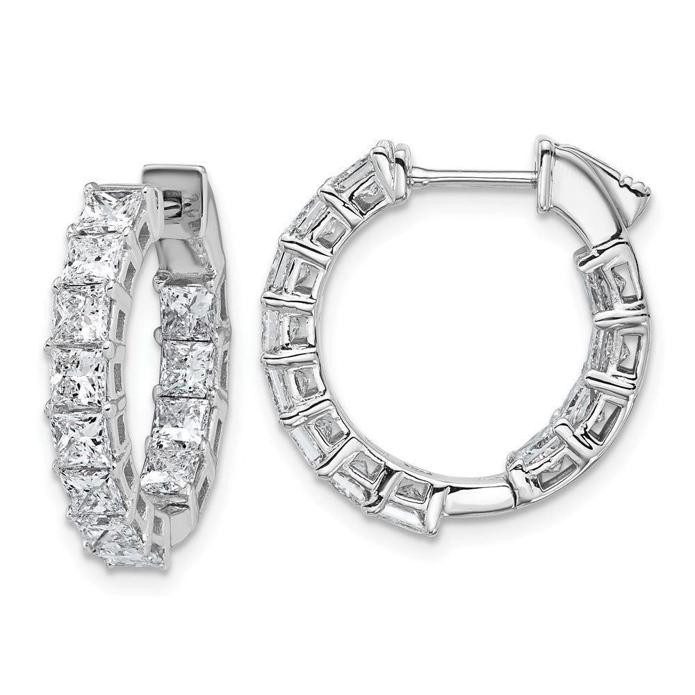 14K White Gold Inside/Outside Cert Lab Grown VS DEF Princess Diamond Hoop Earrings