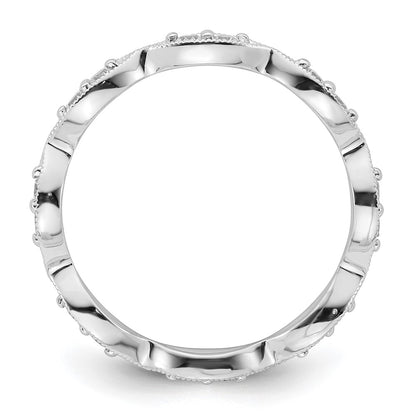 14K White Gold Polished Size 8.5 Vintage Pave 1/2 carat Diamond Complete Eternity Wedding Band Ring