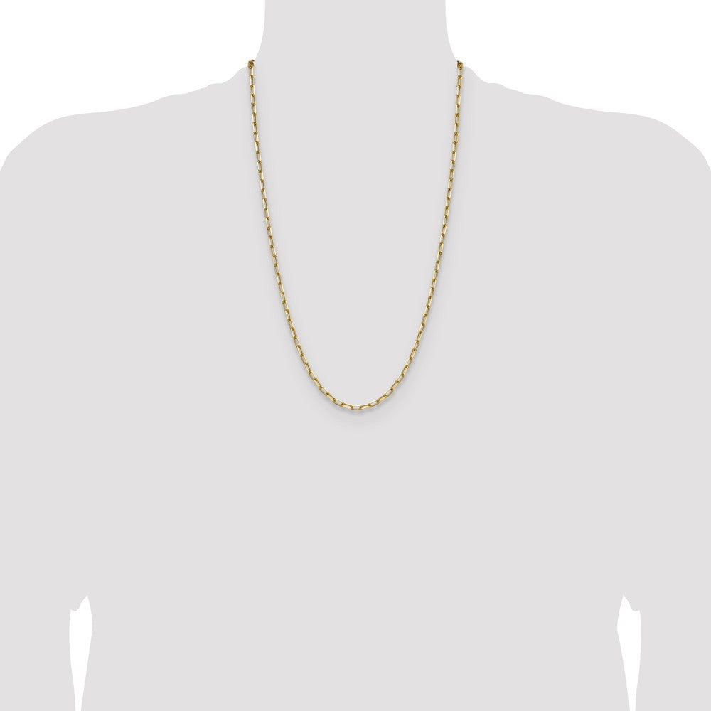 14K Yellow Gold 3.5mm Solid Beveled Paperclip Chain Necklace
