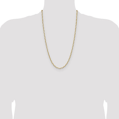 14K Yellow Gold 3.5mm Solid Beveled Paperclip Chain Necklace