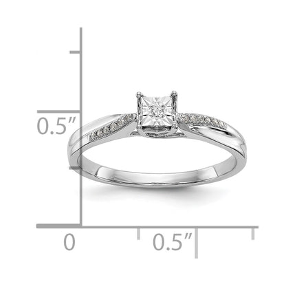 First Promise 14K White Gold Square Illusion 1/20 carat Round Diamond Complete Promise/Engagement Ring