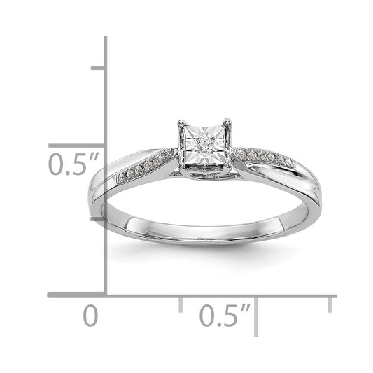 First Promise 14K White Gold Square Illusion 1/20 carat Round Diamond Complete Promise/Engagement Ring