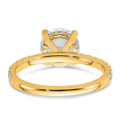 14K Yellow Gold 2 3/8 carat Certified Lab Grown Diamond VS+ F+ Round Complete Solitaire with Flair Engagement Ring