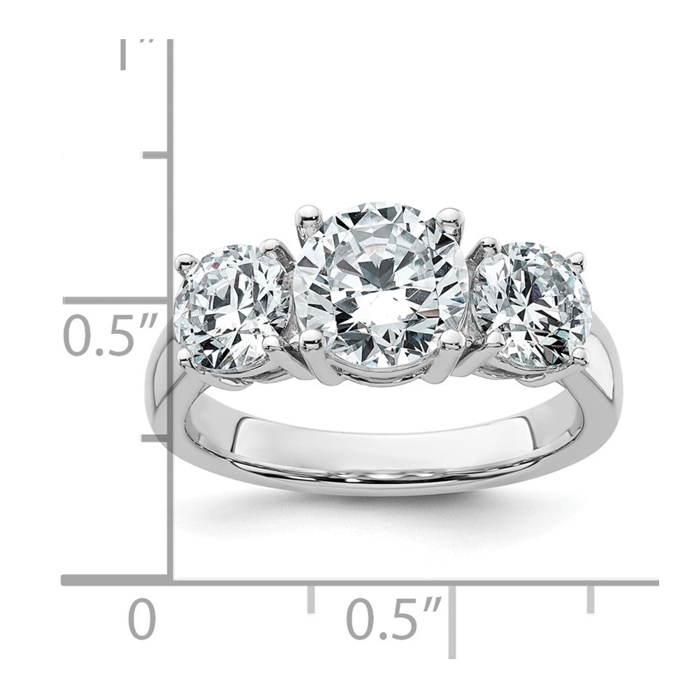 14K White Gold 3 carat Certified Lab Grown Diamond VS/SI+ G+ Three Stone Complete Engagement Ring
