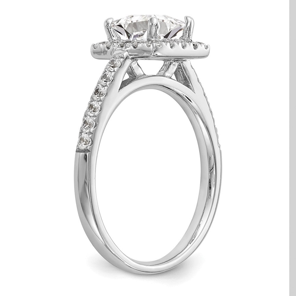 14K White Gold Halo Plus (Holds 1 carat (5.5mm) Princess Center) 1/2 carat Diamond Semi-Mount Engagement Ring