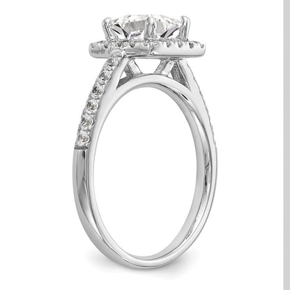 14K White Gold Halo Plus (Holds 1 carat (5.5mm) Princess Center) 1/2 carat Diamond Semi-Mount Engagement Ring