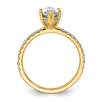 14K Yellow Gold 2 5/8 carat Certified Lab Grown Diamond VS+ F+ Marquise Complete Solitaire with Flair Engagement Ring