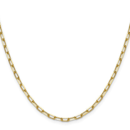 14K Yellow Gold 3.0mm Solid Beveled Paperclip 18 Inch Chain
