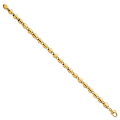 14K Yellow Gold Polished 5.25mm Round Fancy Beaded 7.25 Inch Bracelet