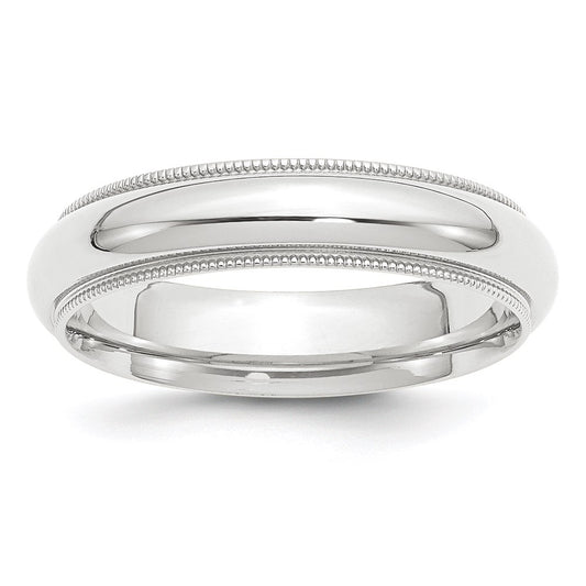 Platinum 5mm Polished Milgrain Comfort-Fit Wedding Band Ring