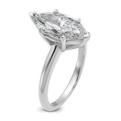 14K White Gold 3 carat Lab Grown Diamond VS+ F+ Marquise Solitaire Complete Engagement Ring