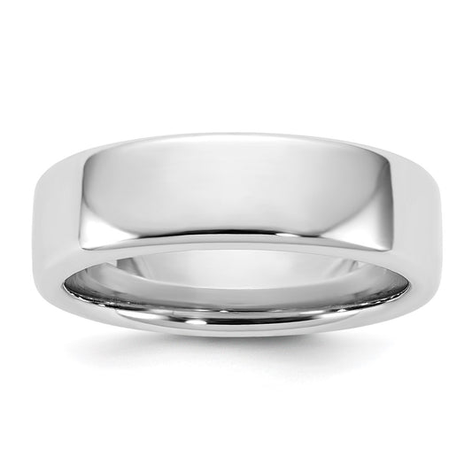 14k White Gold 6mm European Comfort Fit Wedding Band Ring