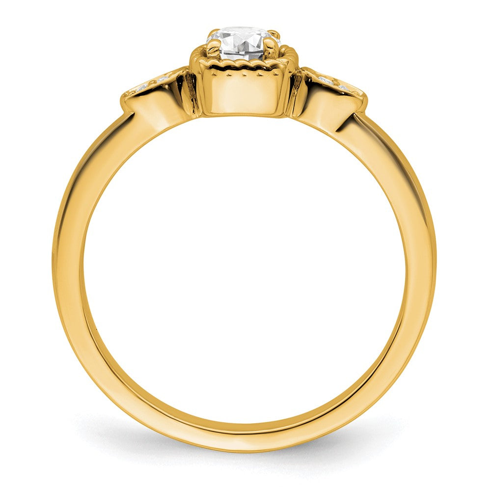 14K Yellow Gold Rope Edge Petite 1/4 carat Round Diamond Complete Promise/Engagement Ring