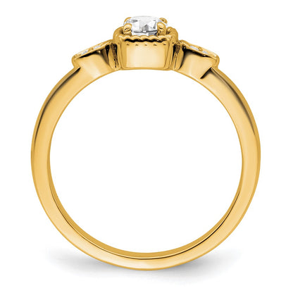 14K Yellow Gold Rope Edge Petite 1/4 carat Round Diamond Complete Promise/Engagement Ring