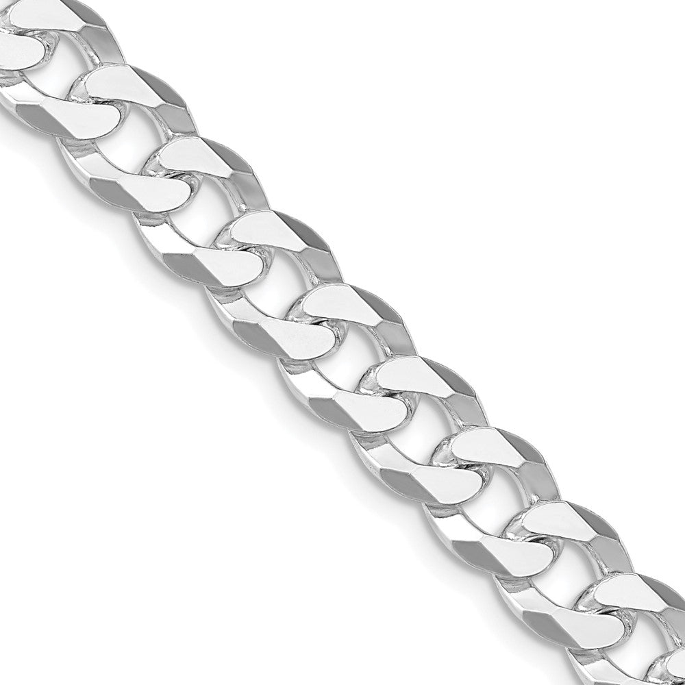 Sterling Silver Rhodium-plated 8.5mm Beveled Curb 20 Inch Chain