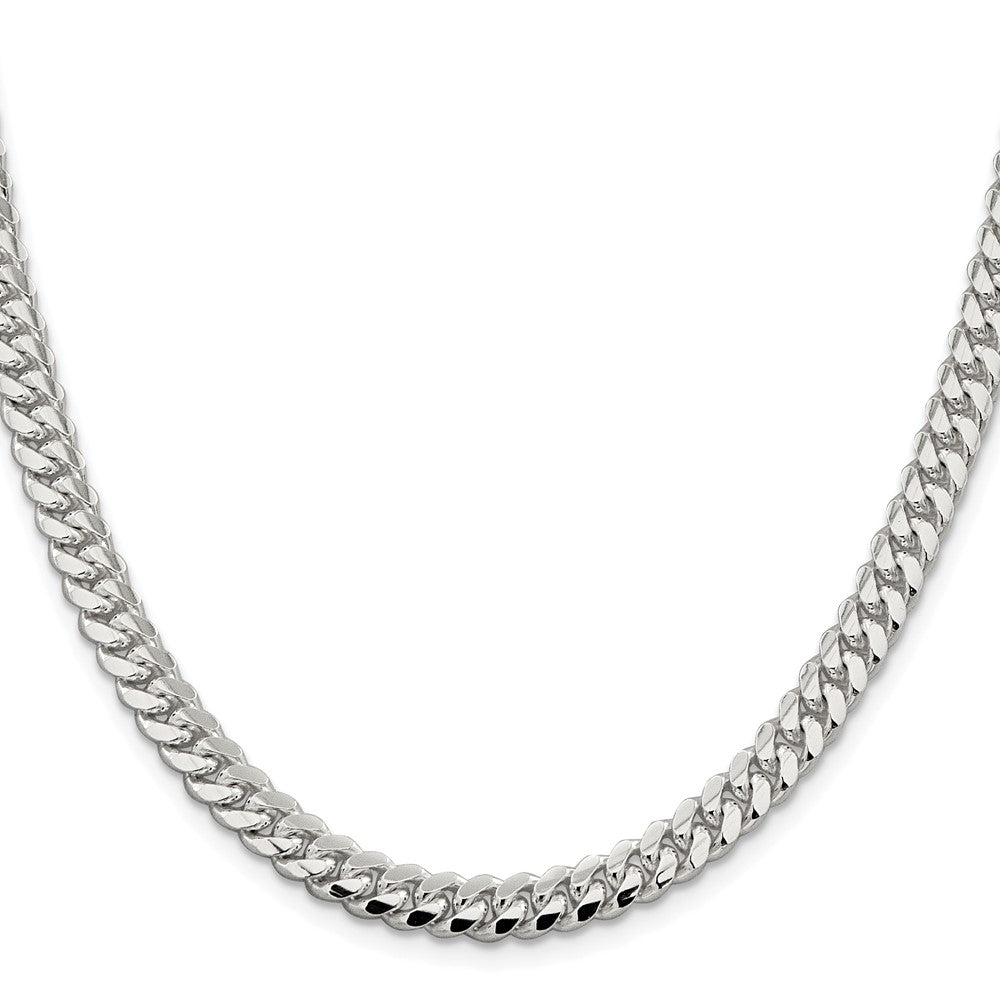 Sterling Silver Rhodium-plated 6.4mm Polished Domed Curb 26 Inch Chain