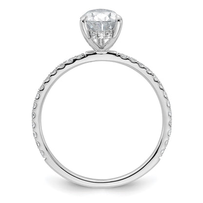 14K White Gold 1 3/8 carat Certified Lab Grown Diamond VS/SI+ G+ Pear Complete Solitaire with Flair Engagement Ring