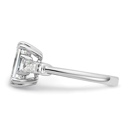 14K White Gold 3 1/3 carat Lab Grown Diamond VS+ F+ Complete Emerald and Tapered Baguette Engagement Ring