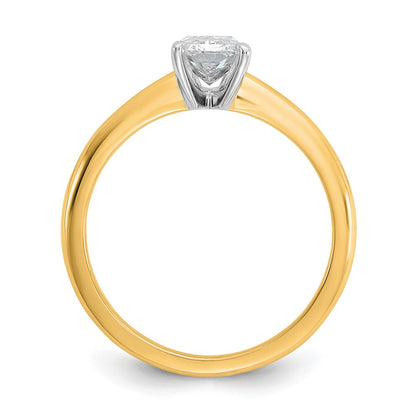 14K Two-Tone Gold Two-tone 1 carat Certified Lab Grown Diamond VS+ F+ Radiant Solitaire Complete Engagement Ring