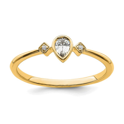 14K Yellow Gold Petite 3-Stone 1/15 carat Pear Diamond Complete Promise/Engagement Ring