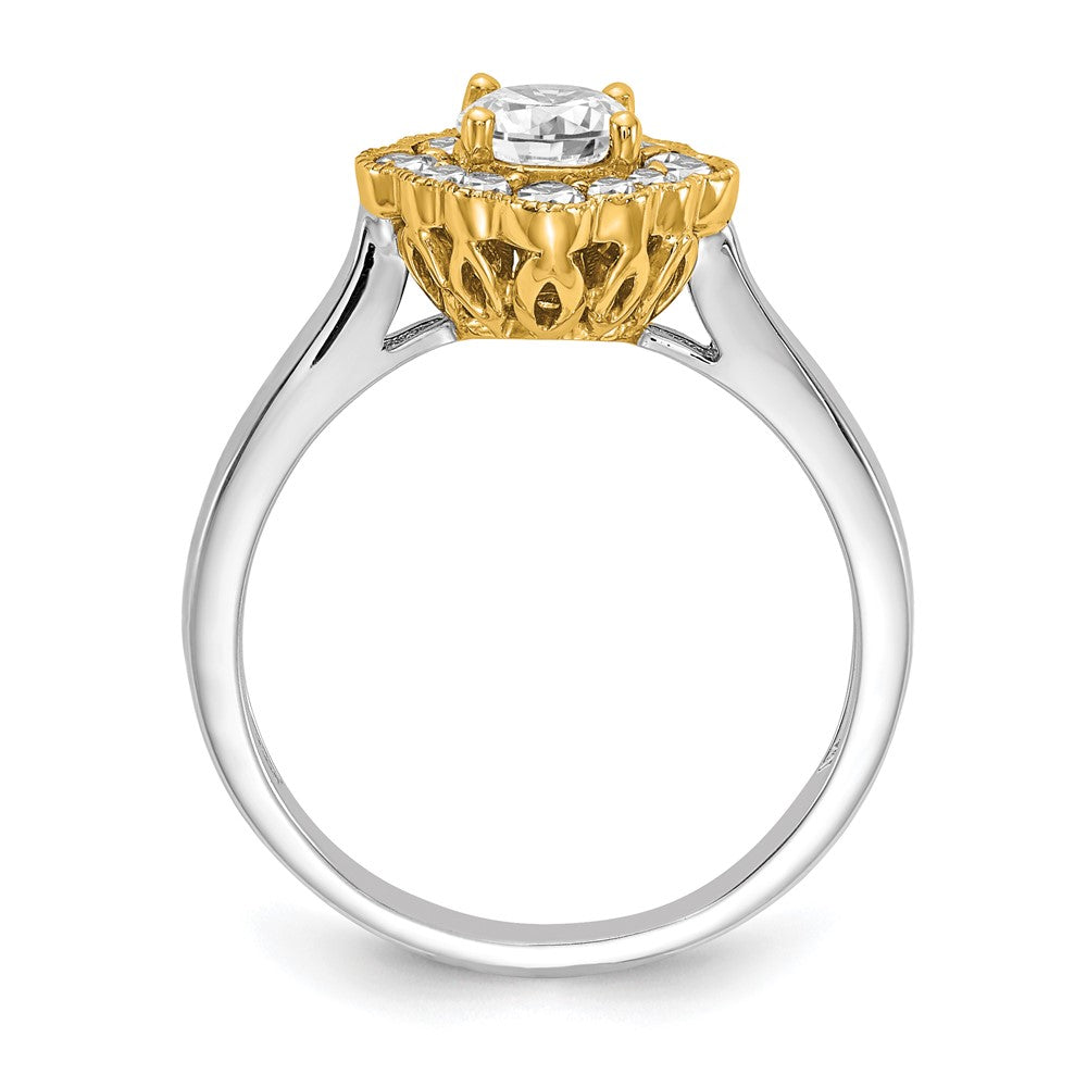 True Origin 14K Two Tone Gold 1/4 carat Lab Grown Diamond VS+ F+ Semi-Mount Round  Halo Engagement Ring