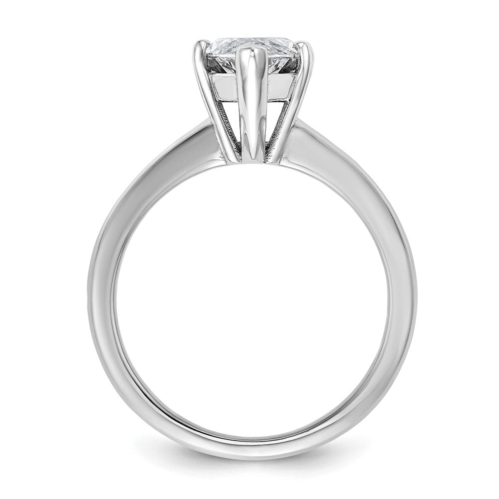 14K White Gold 2 1/2 carat Lab Grown Diamond VS+ F+ Marquise Solitaire Complete Engagement Ring