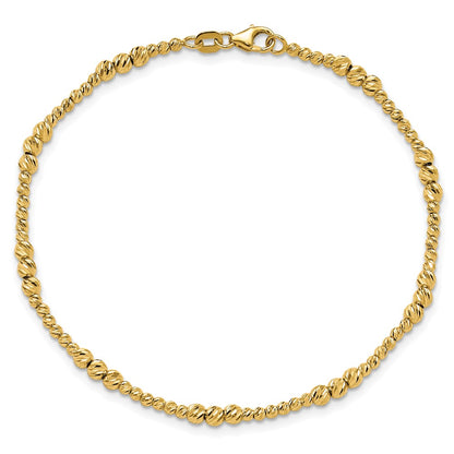 14K Yellow Gold Diamond-cut Beaded 7.5 Inch Bracelet