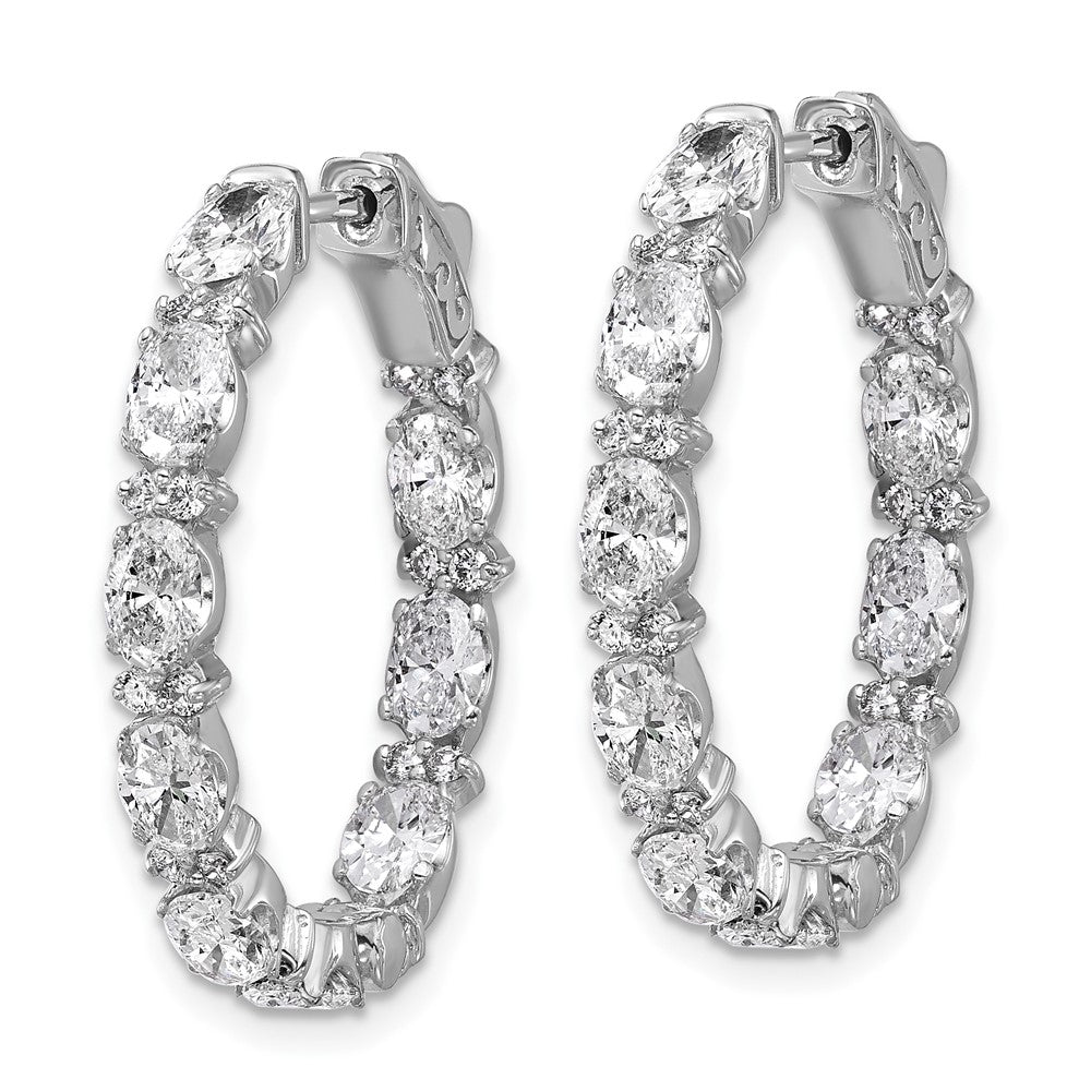 14K White Gold 5 carat Lab Grown Diamond VS/SI+ G+ Oval and Round Complete In and Out Hoop Earrings