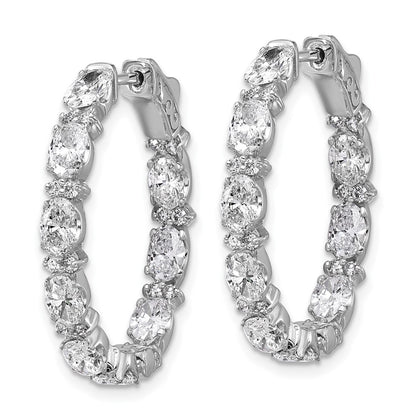 14K White Gold 5 carat Lab Grown Diamond VS/SI+ G+ Oval and Round Complete In and Out Hoop Earrings