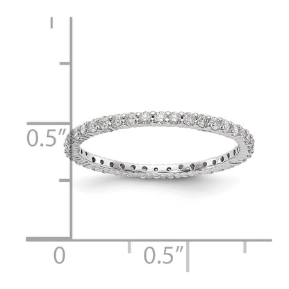 14K White Gold Polished Size 7.5 Shared Prong 1/2 carat Diamond Complete Eternity Wedding Band Ring