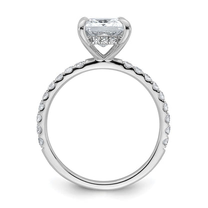 14K White Gold 2 1/2 carat Certified Lab Grown Diamond VS/SI+ G+ Princess Complete Solitaire with Flair Engagement Ring