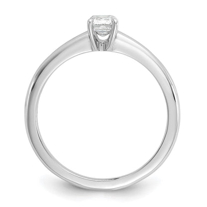 14K White Gold 1/2 carat Lab Grown Diamond VS+ F+ Emerald Solitaire Complete Engagement Ring