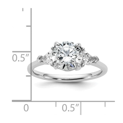 14K White Gold 2 carat Certified Lab Grown Diamond VS+ F+ Round and Triangle Complete Three Stone Engagement Ring