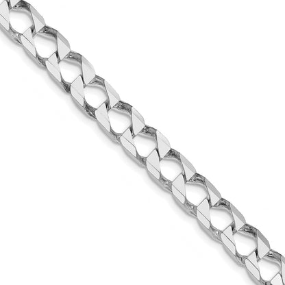 Sterling Silver Rhodium-plated 7.2mm D/C Square Curb 22 Inch Chain