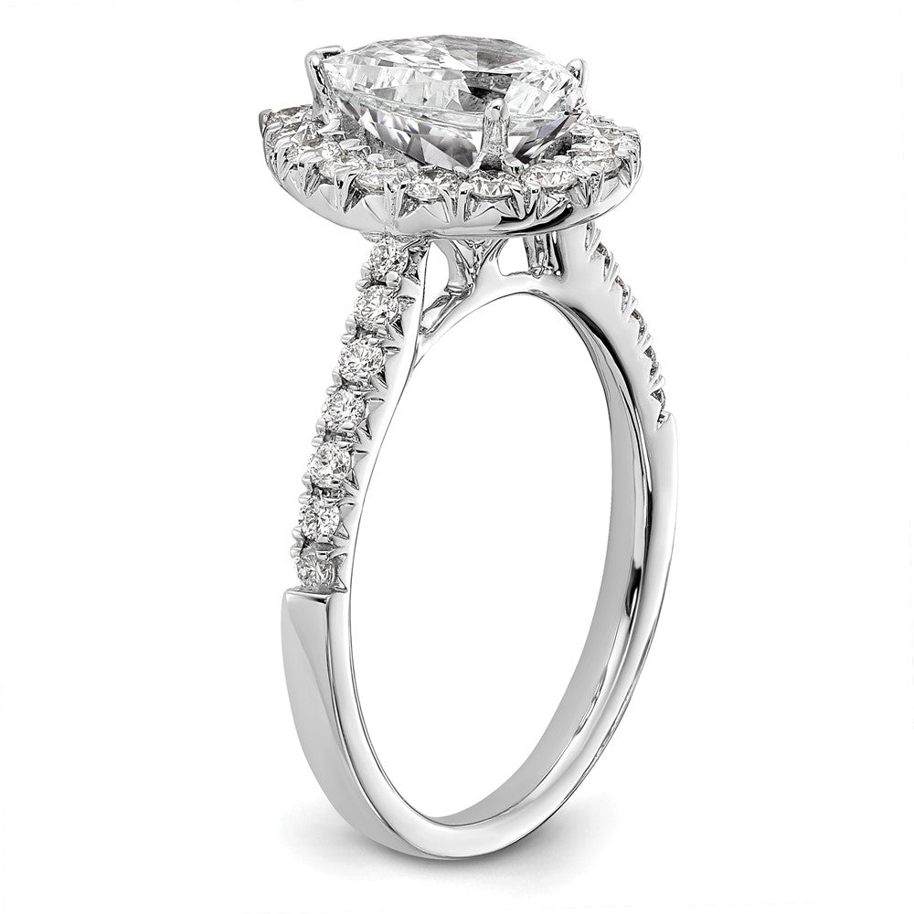 True Origin 14K White Gold 5/8 carat Lab Grown Diamond VS+ F+ Semi-Mount Pear Halo Engagement Ring
