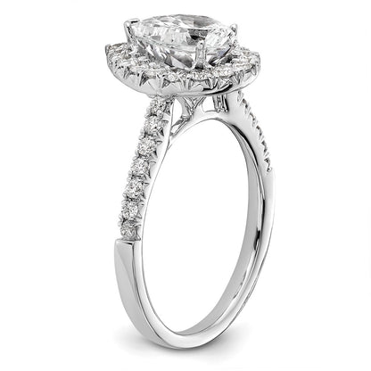 True Origin 14K White Gold 5/8 carat Lab Grown Diamond VS+ F+ Semi-Mount Pear Halo Engagement Ring