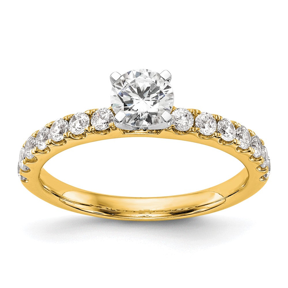 True Origin 14K Yellow Gold 1/2 carat Lab Grown Diamond VS+ F+ Semi-Mount Peg Set Engagement Ring