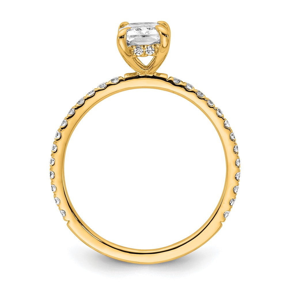 14K Yellow Gold 1 1/3 carat Certified Lab Grown Diamond VS/SI+ G+ Radiant Complete Solitaire with Flair Engagement Ring